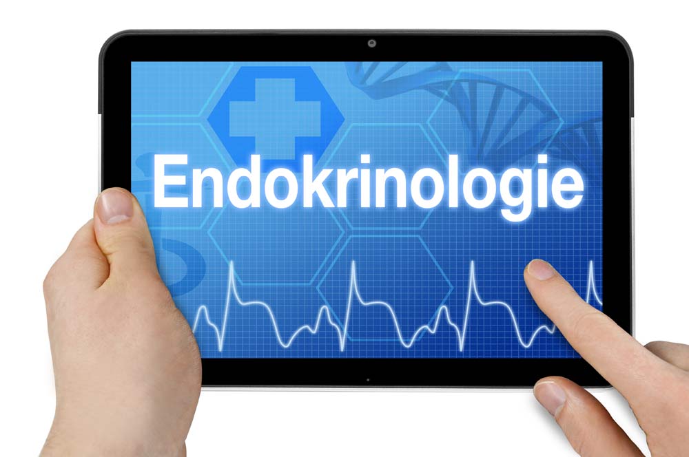 Auf einem Tablet steht das Wort Endokrinologie